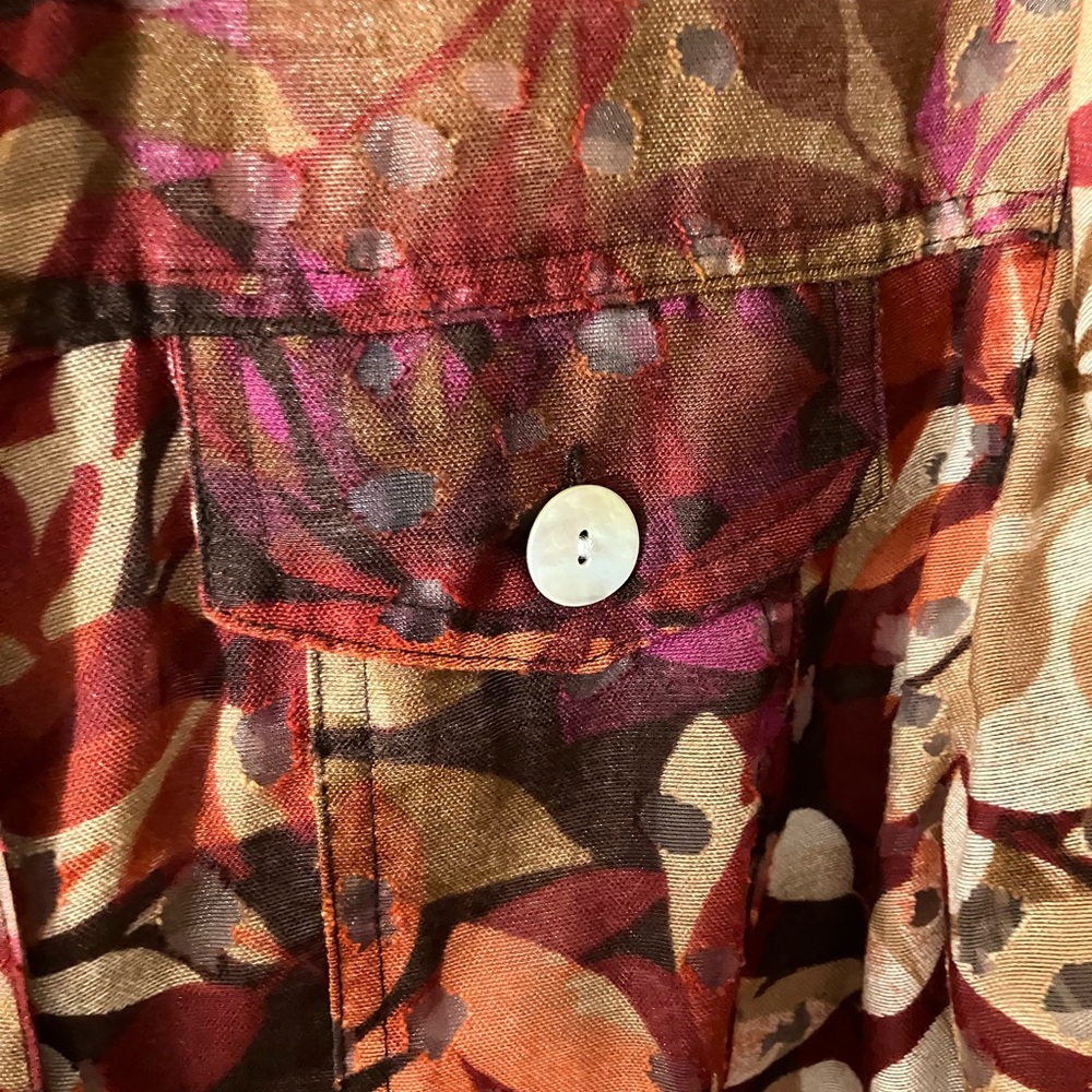 Ruby Rd. Multicolor Leaf-Print Burnout Jacket - image 2